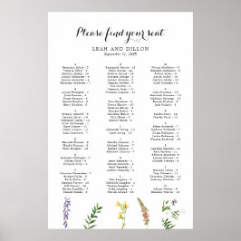 Boho bloemige wilde bloem bruiloft zitplaatsenkaar poster