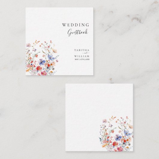 Boho bloemige wilde bloemen bruiloft informatiekaartje (Voorkant / Achterkant)