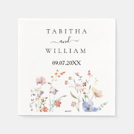 Boho bloemige wilde bloemen bruiloft servet