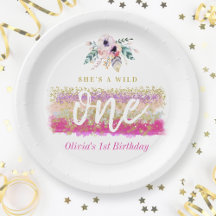 Boho Bloemige Wilde Eén Meisje Verjaardagsfeestje