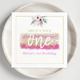 Boho Bloemige Wilde Eerste Verjaardagsfeestje voor Servet