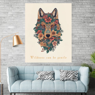 Boho Bloemige Wolf Muur Kunst Poster