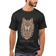 Boho Bloemige Wolf Psychedelische Kunst T-Shirt