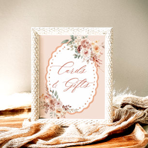 Boho bloemkaarten en cadeaus voor babyshower poster