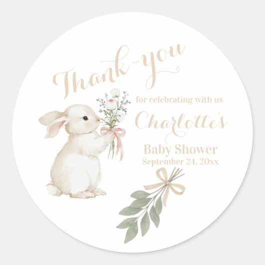 Boho bloemkonijn Beige Sticker (Voorkant)