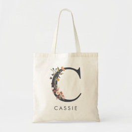 Boho bloemletter C Tote Bag