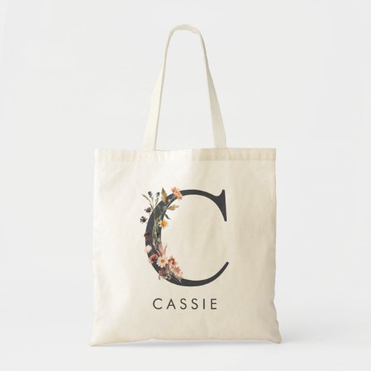 Boho bloemletter C Tote Bag (Voorkant)