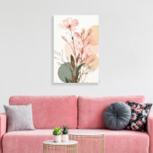Boho bloemlijn kunst | Neutrale botanische abstrac Canvas Afdruk (Insitu (Woonkamer))