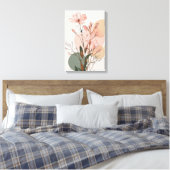 Boho bloemlijn kunst | Neutrale botanische abstrac Canvas Afdruk (Insitu (Slaapkamer))