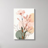 Boho bloemlijn kunst | Neutrale botanische abstrac Canvas Afdruk (Voorkant)