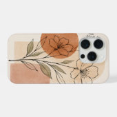 Boho bloemlijn kunst telefoonhoesje iPhone hoesje (Achterkant horizontaal)