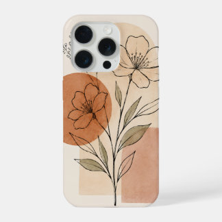 Boho bloemlijn kunst telefoonhoesje iPhone 15 pro case