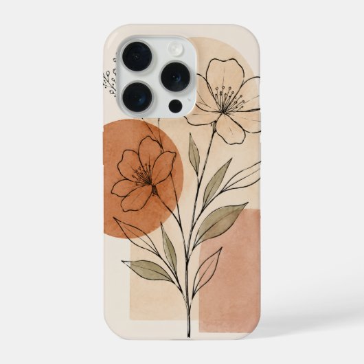 Boho bloemlijn kunst telefoonhoesje iPhone hoesje (Achterkant)