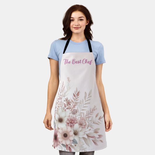 Boho bloemmotief met een blos van roze schort (Gedragen)
