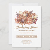 Boho bloemmotief Thanksgiving Diner Kaart (Voorkant)