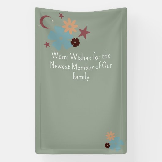 Boho Bloemneutraal Salie Groen Baby shower Spandoek (Verticaal)