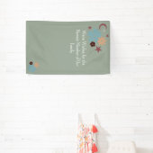 Boho Bloemneutraal Salie Groen Baby shower Spandoek (Insitu)