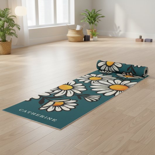 Boho bloempatroon Custom naam yogamat