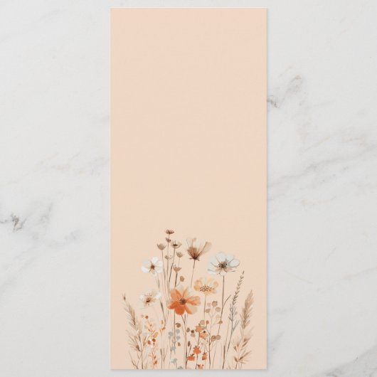 Boho bloemperzik Boheemse Bloemen Menu Bruiloft (Achterkant)