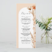 Boho bloemperzik Boheemse Bloemen Menu Bruiloft (Staand voorkant)