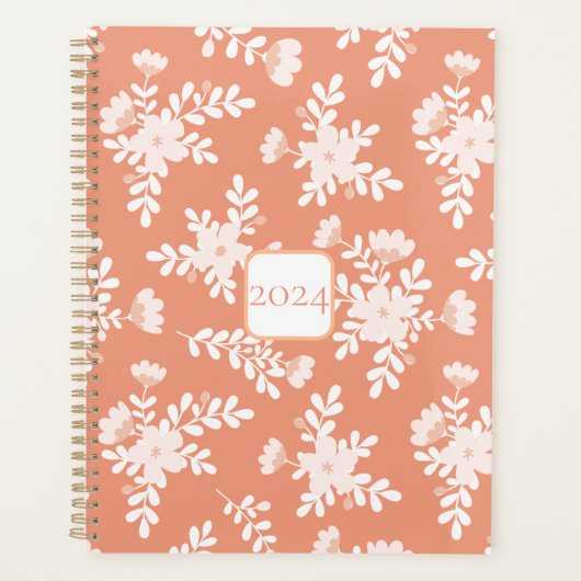 Boho bloemperzik & wit planner (Voorkant)