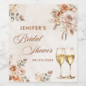 Boho Bloemrijke Bruidsdouche Wijn Etiket (Enkel label)