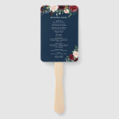 Boho Bloemrijke Burgundy Trouwprogramma Waier Hand Handwaaier (Achterkant)