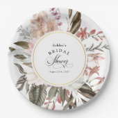 Boho Bloemrijke Fantasie Waterverf Bruidsdouche Papieren Bordje (Voorkant)
