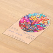 Boho bloemrijke glasimitatie verjaardag acryl uitnodigingen (Laagn)
