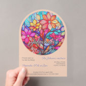 Boho bloemrijke glasimitatie verjaardag acryl uitnodigingen (Insitu (Draagbaar))