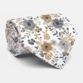 Boho bloemrijke grijs bruine neutrale kleur trouw stropdas (Opgerold)