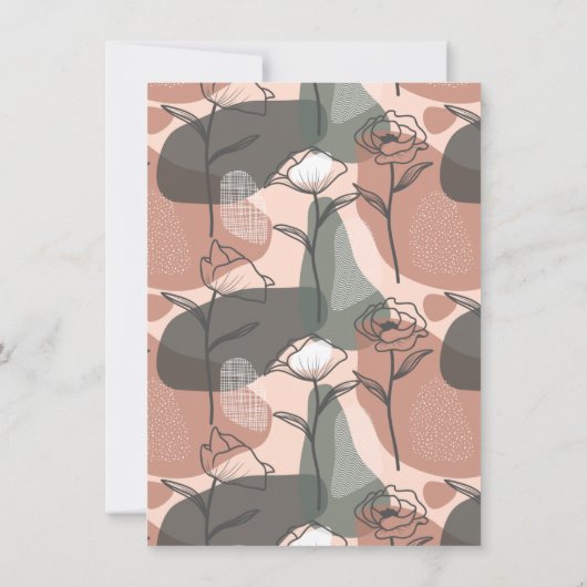 Boho Bloemrijke Groen & Roze Champagne Brunch & Br Kaart (Achterkant)