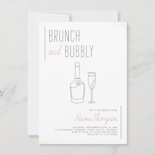 Boho Bloemrijke Groen & Roze Champagne Brunch & Br Kaart (Voorkant)