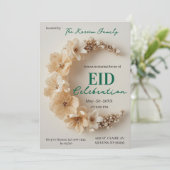 Boho bloemrijke halve maan Eid feest uitnodiging (Staand voorkant)