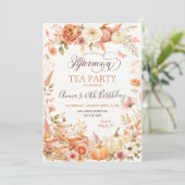 Boho Bloemrijke Herfst Afternoon Tea Verjaardagsfe Kaart (Staand voorkant)