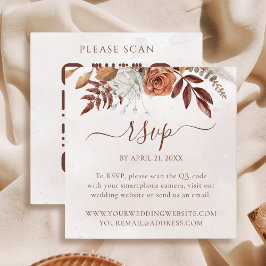 Boho bloemrijke herfst bruiloft website QR code RS Informatiekaartje