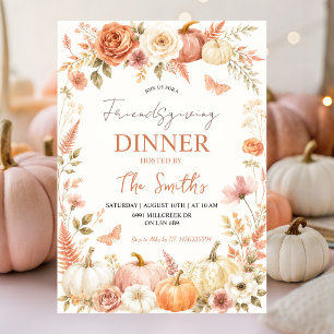 Boho bloemrijke herfst Friendsgiving diner uitnodi Kaart
