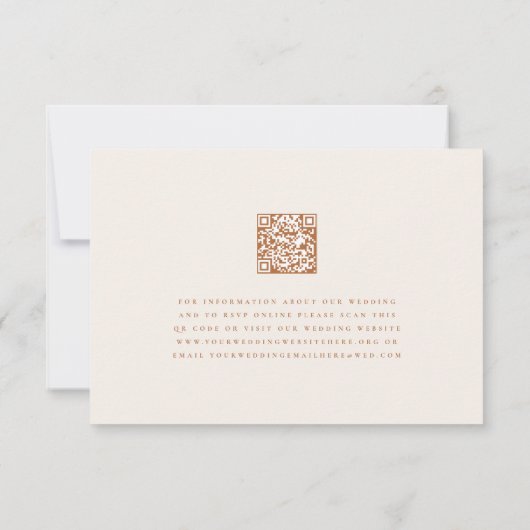 Boho Bloemrijke Herfst Terracotta Beige Qr Code Br RSVP Kaartje (Achterkant)