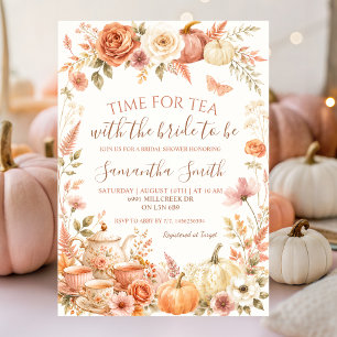Boho Bloemrijke Herfst Tijd voor Thee met de Bruid Kaart
