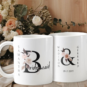Boho bloemrijke letter bruidsmeisje koffiemok