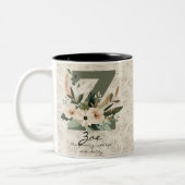 Boho bloemrijke letter Z mok met gepersonaliseerde (Links)