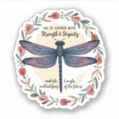 Boho Bloemrijke Libel Zij Is Bekleed Met Kracht Sticker (Voorkant)