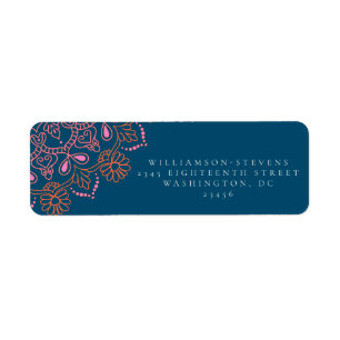 Boho bloemrijke mandala turkooisblauwe elegante tr etiket