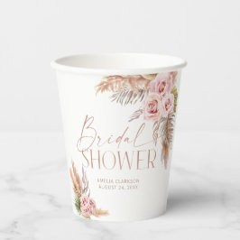 Boho bloemrijke Pampas Roze Goud Papieren Bekers