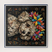 Boho Bloemrijke Poodle Puzzel (Horizontaal)
