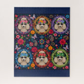 Boho Bloemrijke Poodle Puzzel (Verticaal)