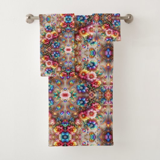 Boho Bloemrijke Regenboog Bad Handdoek (Insitu)