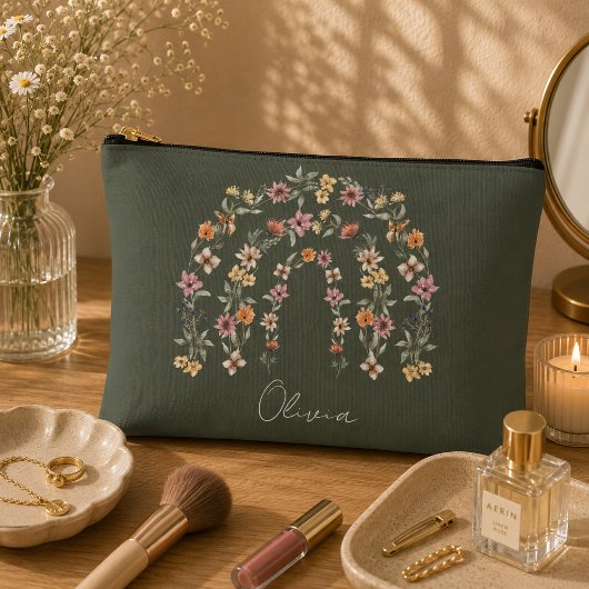 Boho bloemrijke regenboog etui