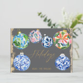 Boho Bloemrijke Zalige Feestdagen Plat Kerstkaart (Staand voorkant)