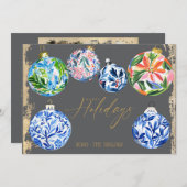 Boho Bloemrijke Zalige Feestdagen Plat Kerstkaart (Voorkant / Achterkant)